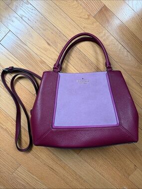 Kate Spade Two-Tone Berry and Lavender Leather and suede Satchel